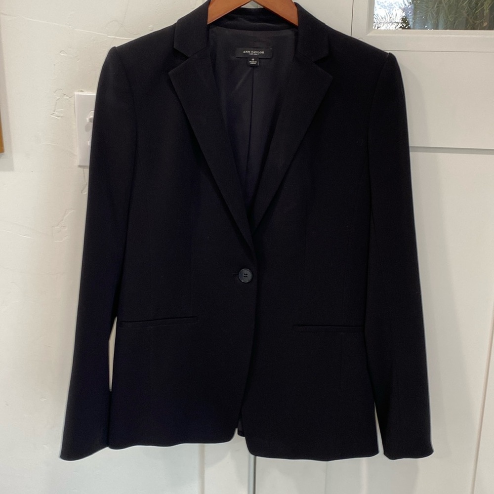 Ann Taylor One Button Blazer Jacket -‎ Size 0 - Black